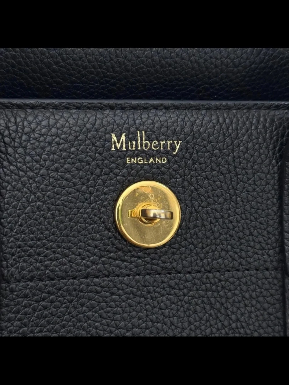 Mulberry Black Leather Top-Handle Satchel with Gold Hardware